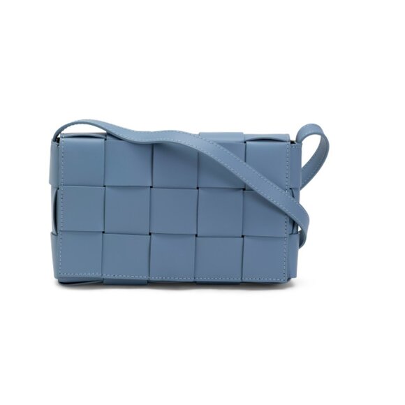 ISADORA CELESTE Made In Italy Leather Woven Flat Crossbody